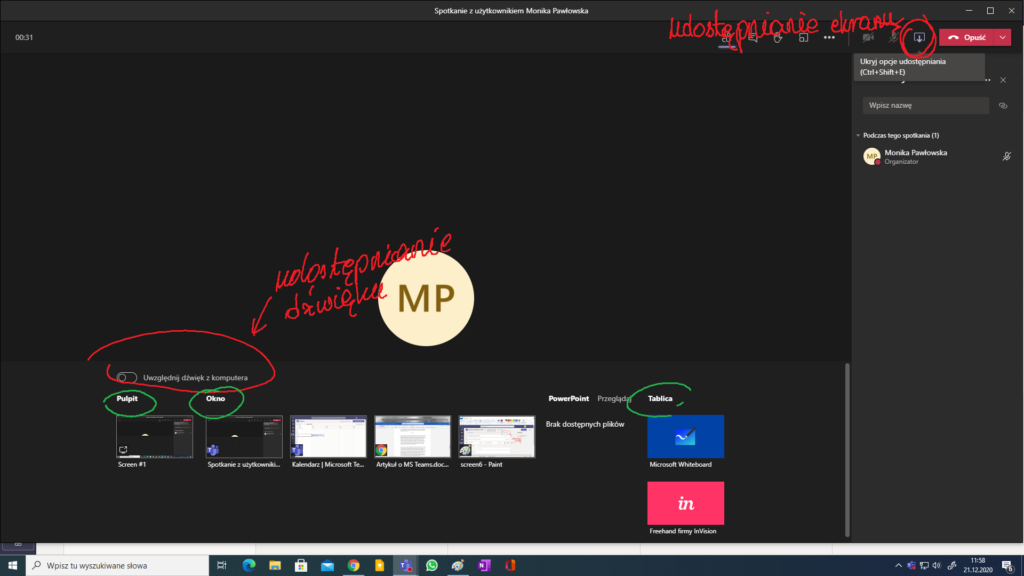 MS Teams - zrzut ekranu